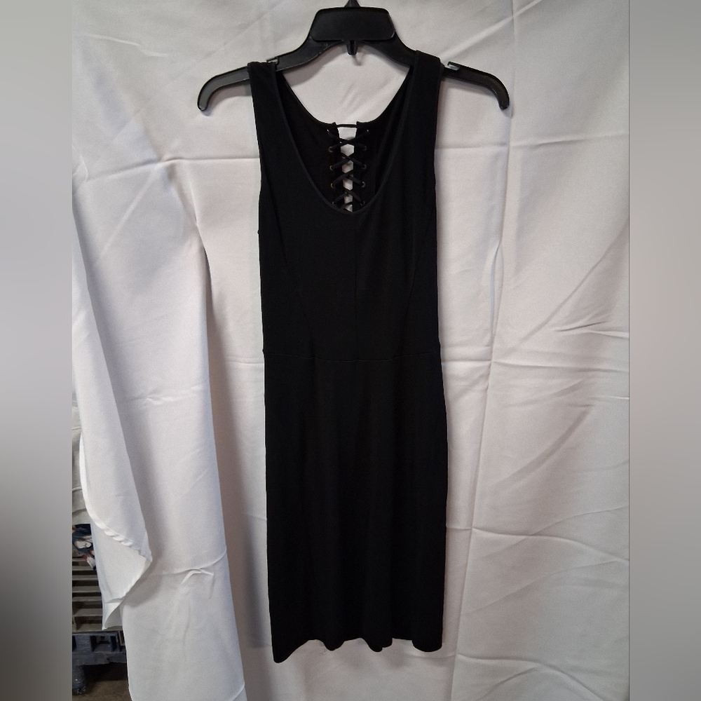 Womens Elegant Black Sleeveless Dress Tie & Open Back